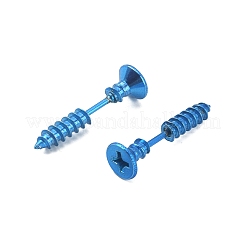 304 Stainless Steel Screw Shape Front Back Stud Earrings&nbsp;STAS-WH0061-23BU