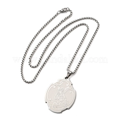 201 Stainless Steel Saint Saint Michael The Archangel Pendant Necklaces for Women&nbsp;NJEW-M105-02P