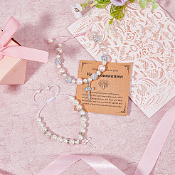 2Pcs 2 Style Cross fleury Charm Bracelets Set&nbsp;BJEW-FI0001-80