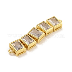 Rack Plating Brass Clear Cubic Zirconia Connector Charms&nbsp;KK-C074-19G-01