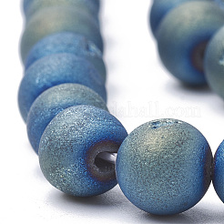 Electroplate Natural Druzy Geode Weathered Agate Beads Strands&nbsp;G-S284-8mm-03