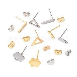 16Pcs 8 Styles 201 Stainless Steel Stud Earring Findings with Hole&nbsp;EJEW-FS0001-21