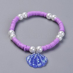 Handmade Polymer Clay Heishi Beads Kids Stretch Bracelets&nbsp;BJEW-JB04345