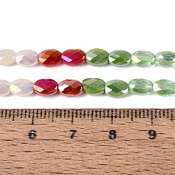 Electroplate Imitation Jade & Opaque & Transparent Glass Beads Strands&nbsp;EGLA-Q135-4x6MM-01F