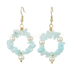 Natural White Jade Beaded Dangle Earrings&nbsp;EJEW-JE07215-02