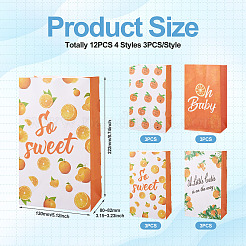 12Pcs 4 Styles Fruit Printed Rectangle Paper Gift Candy Bags for Birthday&nbsp;ABAG-TA0001-69