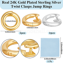 6Pcs 2 Colors 925 Sterling Silver Locking Jump Ring&nbsp;STER-BBC0008-70A-G