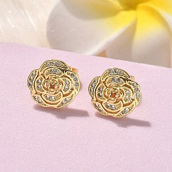 Brass Micro Pave Clear Cubic Zirconia Stud Earrings&nbsp;EJEW-D305-19G