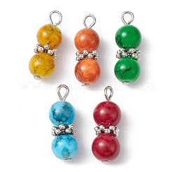 10Pcs 10 Color Baking Paint Glass Round Beaded Pendants&nbsp;PALLOY-JF02271