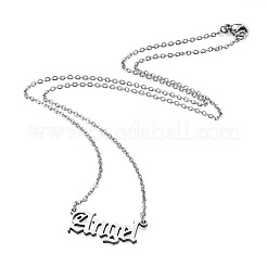 6Pcs 6 Style 304 Stainless Steel Word Pendant Necklace&nbsp;NJEW-KS0001-06P