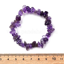 Unisex Chip Natural Amethyst Beaded Stretch Bracelets&nbsp;BJEW-S143-13