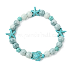 Synthetic Turquoise Beaded Stretch Bracelets for Women&nbsp;BJEW-TA00574-01
