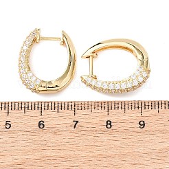Oval Brass Micro Pave Clear Cubic Zirconia Hoop Earrings&nbsp;EJEW-G458-01G