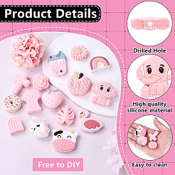 15Pcs 15 Styles Food Grade Eco-Friendly Silicone Focal Beads&nbsp;SIL-YW0001-51