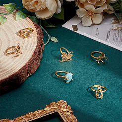 6Pcs 6 Style Brass Open Adjustable Rings Base&nbsp;KK-PH0011-84