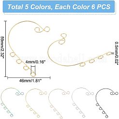 30Pcs 5 Colors 316 Stainless Steel Ear Cuff Findings&nbsp;STAS-UN0039-44