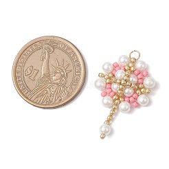 Glass Seed Beaded Flower Pendants&nbsp;PALLOY-MZ00827-05