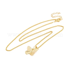 Butterfly Rack Plating Brass Pendant Necklaces&nbsp;NJEW-S423-01G