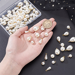 80Pcs 8 Styles ABS Plastic Imitation Pearl Pendants&nbsp;FIND-GA0006-80G