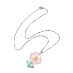 Resin Flower Pendant Necklaces&nbsp;NJEW-JN04727