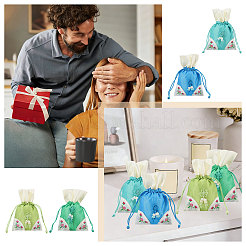 4Pcs 4 Colors 3D Floral Embroidery Cloth Drawstring Bags&nbsp;ABAG-PH0001-92