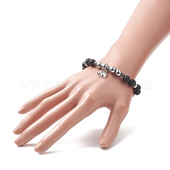 Chakra Theme Gemstone & Natural Lava Rock & Synthetic Hematite Beaded Stretch Bracelets for Women&nbsp;BJEW-JB09278-01