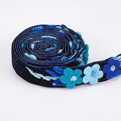 Velvet Handmade Flower Embroidered Lace Ribbons&nbsp;SRIB-WH0011-077A