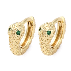 Brass Cubic Zirconia Hoop Earrings&nbsp;EJEW-Q014-35G