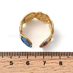 304 Stainless Steel Enamel Open Cuff Rings&nbsp;RJEW-L335-03B-G