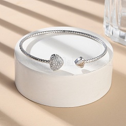 Clear Cubic Zirconia Open Cuff Bangle&nbsp;BJEW-G737-01P-01