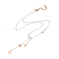 Ion Plating(IP) 304 Stainless Steel with Polymer Clay Rhinestone Necklaces&nbsp;NJEW-G081-09RG