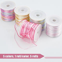 5 Rolls 5 Colors Segment Dyed Nylon Rattail Satin Cords&nbsp;NWIR-FH0001-04B