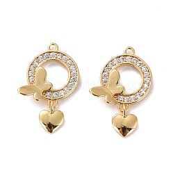 Brass Micro Pave Cubic Zirconia Pendants&nbsp;ZIRC-P092-015G-RS