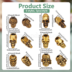 30Pcs 6 Styles Tibetan Style Alloy European Beads&nbsp;MPDL-PH0001-18AG