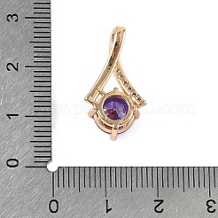 Brass Micro Pave Cubic Zirconia Pendants&nbsp;X-KK-E795-22KCG-02