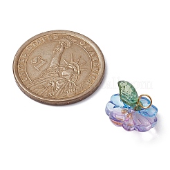 Transparent Glass Flower with Acrylic Leaf Pendants&nbsp;PALLOY-JF02260