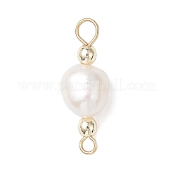 Natural Freshwater Pearl with Synthetic Non-magnetic Hematite Potato Connector Charms&nbsp;PALLOY-JF04713