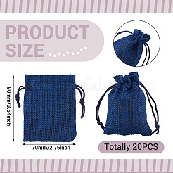 20Pcs Rectangle Polyester Imitation Burlap Packing Pouches Drawstring Bags&nbsp;ABAG-TA0001-95C