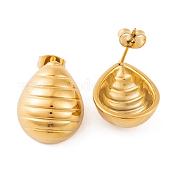 Ion Plating(IP) Teardrop 304 Stainless Steel Stud Earrings for Women&nbsp;EJEW-L272-023G