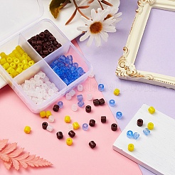 4 Colors Opaque & Imitation Jade & Transparent Glass Bugle Beads&nbsp;SEED-YW0001-41