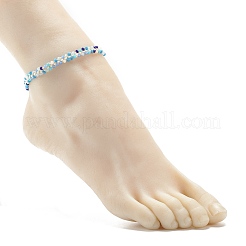 Imitation Jade Glass Braided Bead Anklet&nbsp;AJEW-AN00471