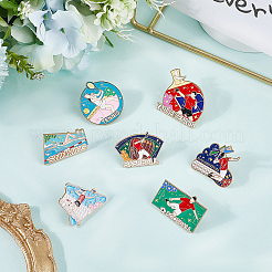 7Pcs 7 Styles Sports Themed Alloy Enamel Brooches&nbsp;JEWB-SC0001-69