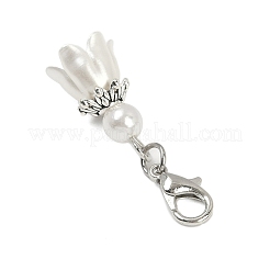 Flower ABS Plastic Pearl Pendant Decorations&nbsp;HJEW-JM03134