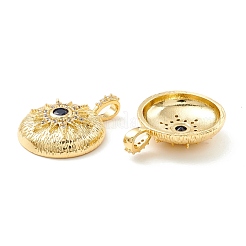 Rack Plating Brass Micro Pave Clear & Marine Blue Cubic Zirconia Pendants&nbsp;KK-D073-13G