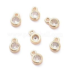 Brass Micro Pave Clear Cubic Zirconia Charms Pendants&nbsp;ZIRC-K086-23LG