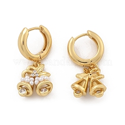 Brass Micro Pave Clear Cubic Zirconia Hoop Earrings&nbsp;EJEW-R016-06G