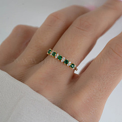 925 Sterling Silver Micro Pave Green Cubic Zirconia Finger Rings&nbsp;FS-WG746A1-05