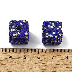 Cube Shape Polymer Clay Rhinestone Beads&nbsp;CLAY-NH0001-08A