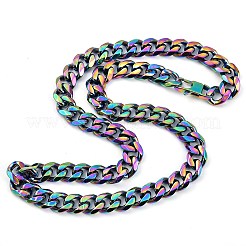 Ion Plating(IP) 304 Stainless Steel Cuban Link Chain Necklaces for Men&nbsp;NJEW-B116-06RC