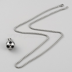 304 Stainless Steel Football Pendant Necklace with Box Chains for Women&nbsp;X1-NJEW-SZC0003-01P